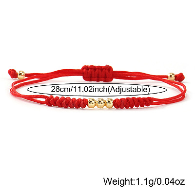 5Pcs Multicolor Stylish Unisex Round Brass Bead Braided Bracelet Sets OJ1564-1-1