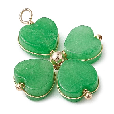 Natural Howlite/Green Aventurine/Malaysia Jade/Rose Quartz/Synthetic Turquoise Clover Pendants PALLOY-JF03181-1