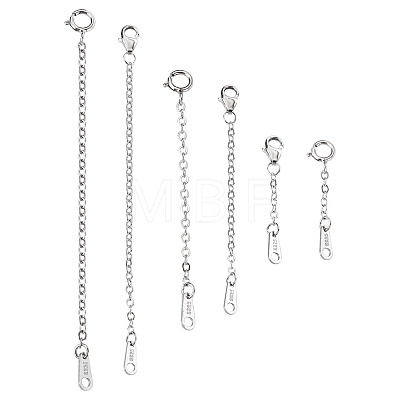 6Pcs 6 Style Sterling Silver Cable Chain Extender FIND-TA0002-40-1