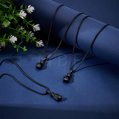 4Pcs Alloy Boxing Gloves Pendant Necklaces NJEW-UN0001-63EB-1