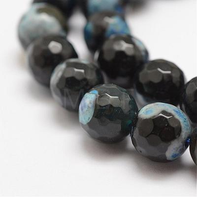 Faceted Natural Fire Crackle Agate Beads Strands G-F447-10mm-A14-1