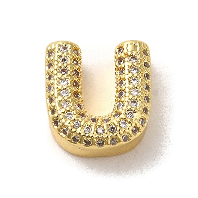 Brass Micro Pave Clear Cubic Zirconia Charms ZIRC-C009-01G-U-1