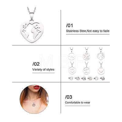 Kissitty 6 Sets 6 Style Valentine's Day Heart Jewelry Set SJEW-KS0001-01-1