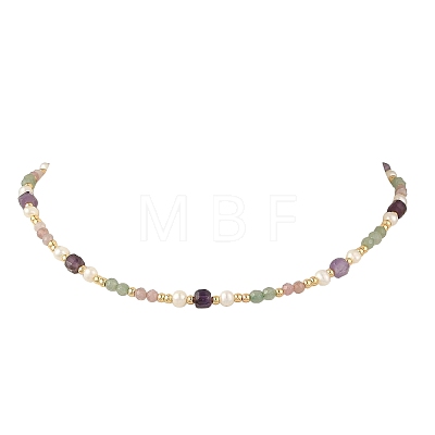 Gemstone & Natural Cultured Freshwater Pearl Beads Necklaces for Women NJEW-JN06518-03-1