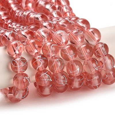 Drawbench Transparent Glass Beads Strands X-GLAD-Q012-8mm-01-1