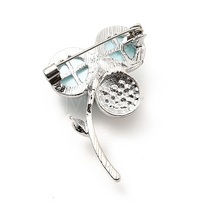 Crystal Rhinestone Clover Lapel Pin with ABS Pearl Beaded JEWB-I019-06P-1