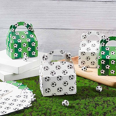 Olycraft 16Pcs 2 Colors Football Pattern Kraft Paper Candy Boxes CON-OC0001-48-1