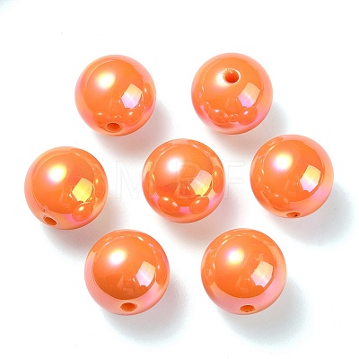 UV Plating Rainbow Iridescent Acrylic Beads PACR-E001-04H-1