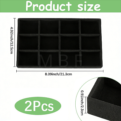 12 Grids Rectangle Velvet Display Trays ODIS-SP0002-23B-1