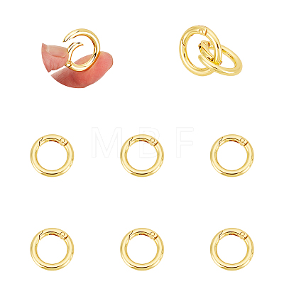 Rack Plating Brass Spring Gate Rings KK-UN0003-05A-1