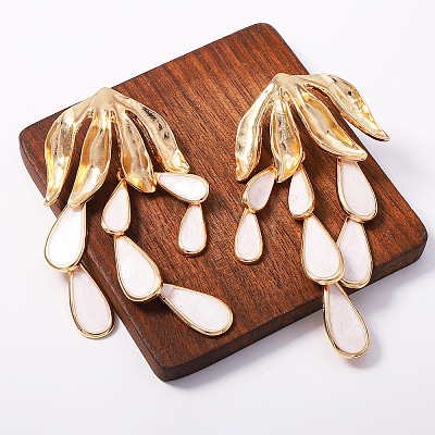 Zinc Alloy & Acrylic Teardrop Stud Earrings WG35E50-01-1