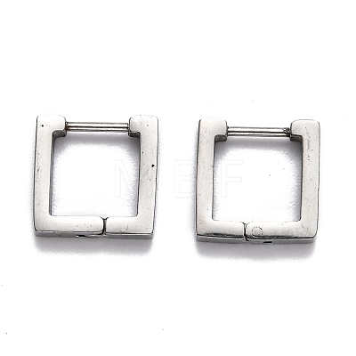 304 Stainless Steel Square Huggie Hoop Earrings STAS-H156-09A-P-1