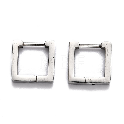 Tarnish Resistant 304 Stainless Steel Square Huggie Hoop Earrings STAS-H156-09A-P-1