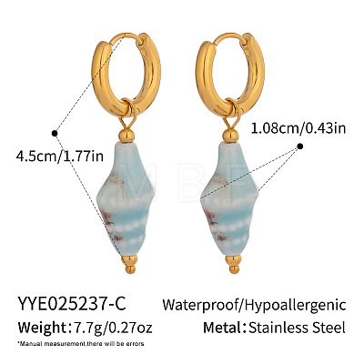 Stainless Steel Shell Shape Hoop Earrings RR5030-3-1