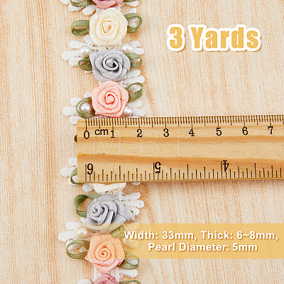 DICOSMETIC 3 Yards Polyester 3D Flower Lace Trim OCOR-DC0001-02-1