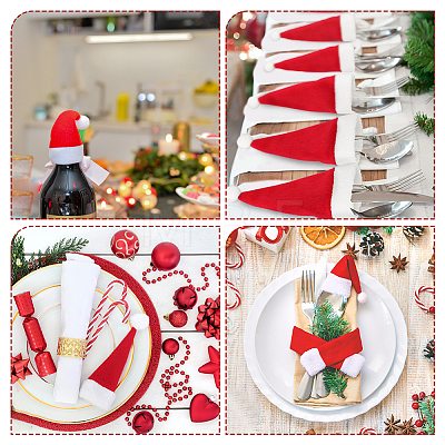 Christmas Hat Cloth Cutlery Set Bags AJEW-WH0401-44-1
