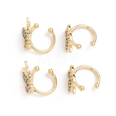 Brass Micro Pave Cubic Zirconia Cuff Earrings EJEW-G274-02G-1