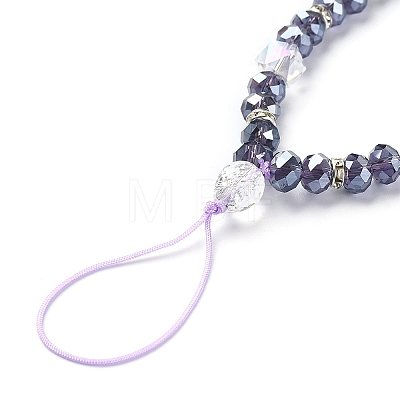 Rondelle Glass & Polymer Clay Rhinestone Beads Phone Hand Strap Chains HJEW-YW0001-05A-1