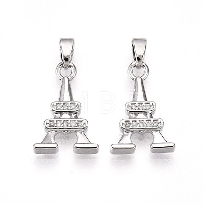 Brass Micro Pave Cubic Zirconia Pendants KK-T070-89P-1