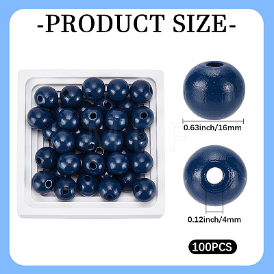 100Pcs Spray Painted Round Natural Schima Wood Beads WOOD-SP0001-96-1