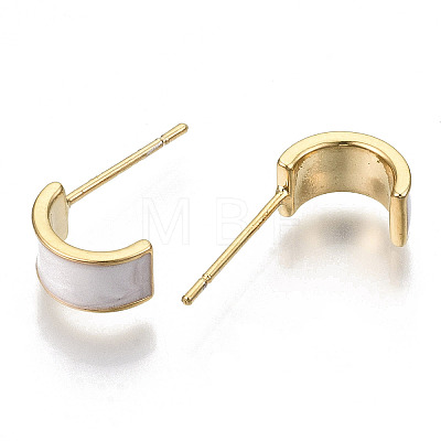 Brass Enamel Half Hoop Earrings X-KK-N232-97A-NF-1