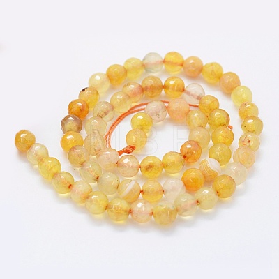 Faceted Natural Agate Beads Strands G-F561-6mm-D06-1