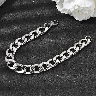 201 Stainless Steel Curb Chain Bracelets for Men STAS-T077-22B-03P-1