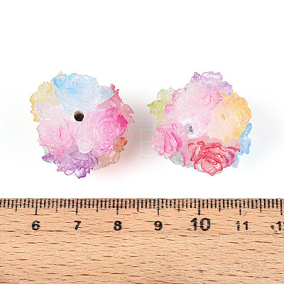 Polymer Clay Rhinestone Beads with Embossed Resin Roses RESI-T059-04L-1