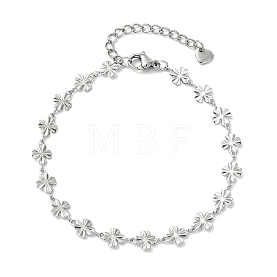 304 Stainless Steel Clover Link Chains Bracelets for Women BJEW-JB13890-1