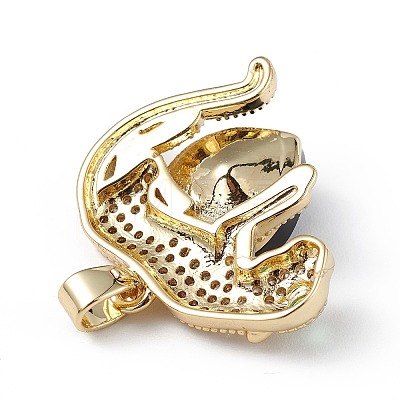 Real 18K Gold Plated Rack Plating Brass Micro Pave Clear Cubic Zirconia Pendants KK-C015-13G-04-1