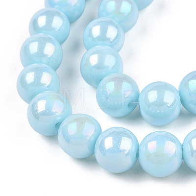 Electroplate Opaque Glass Beads Strands GLAA-T032-P10mm-AB10-1