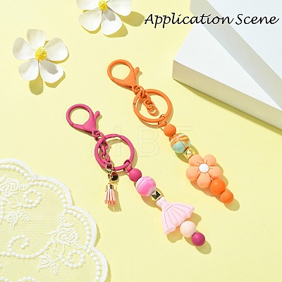 Baking Painted Alloy and Brass Bar Beadable Keychain for Jewelry Making DIY Crafts DIY-YW0007-58D-1