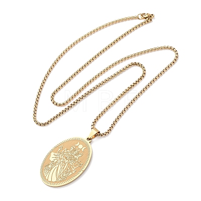 304 Stainless Steel Pendant Necklaces NJEW-B153-02C-G-1