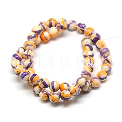 Dyed Round Synthetic Gemstone Ocean White Jade Beads Strands X-G-F085-10mm-04-1