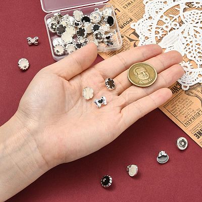 40Pcs 10 Styles 1-Hole Alloy Shank Buttons BUTT-CJ0001-07-1
