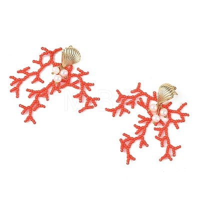 Glass Seed Beaded Stud Earrings for Women EJEW-MZ00781-01-1