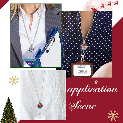 DIY Interchangeable Christmas Office Lanyard ID Badge Holder Necklace Making Kit DIY-SC0022-02-1