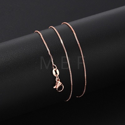 Brass Box Chain Necklaces for Women NJEW-D302-42RG-1