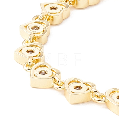 Clear Cubic Zirconia Heart Link Chains Bracelet BJEW-I301-05G-1