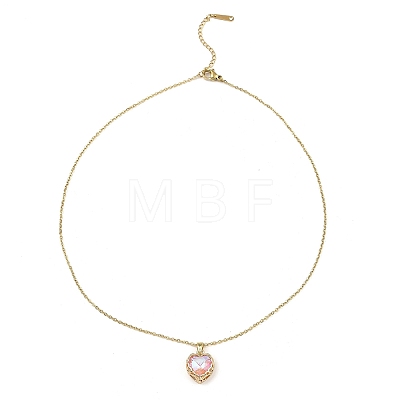 Heart Glass Pendant Necklaces NJEW-E105-08KCG-1