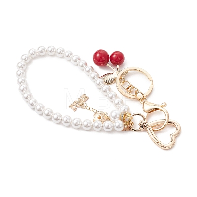 Shell Pearl Keychains HJEW-JM04619-1