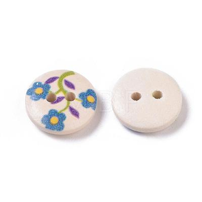 Painted 2-hole Sewing Button with Lovely Broken Flowers NNA0YW3-1