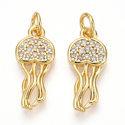 Brass Micro Pave Cubic Zirconia Pendants X-KK-N257-12G-1