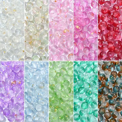 100Pcs Frosted Baking Paint Glass Beads DGLA-YW0001-36E-1