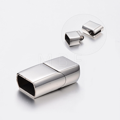 Rectangle 304 Stainless Steel Magnetic Clasps with Glue-in Ends STAS-I037-14-1