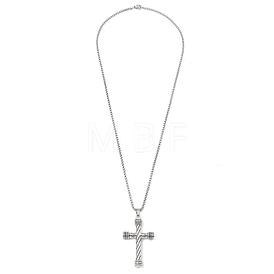 Zinc Alloy Cross Pendant Necklaces NJEW-M211-06B-ASP-1