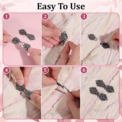 12 Pairs Vintage Alloy Buckle for Clothing & Bags FIND-PH0038-72B-1