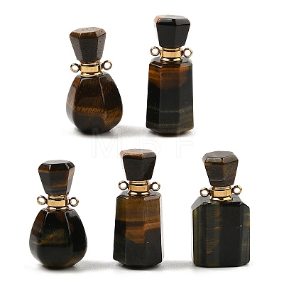 Natural Tiger Eye Perfume Bottle Pendants G-P554-G04-1