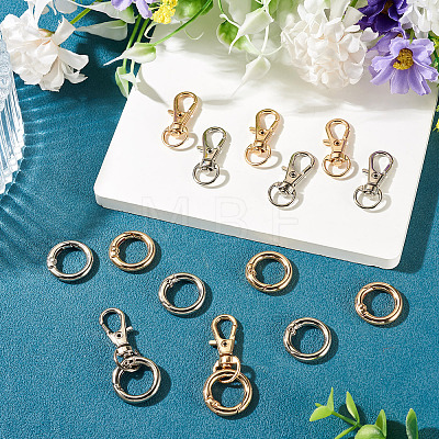 10Pcs 2 Colors Alloy Swivel Snap Hook Clasps & 10Pcs 2 Colors Alloy Spring Gate Rings Findings Kits FIND-TADJ0001-25-1