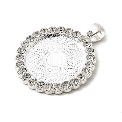 Flat Round Alloy Rhinestone Pendant Cabochon Settings X-ALRI-T351-01S-1